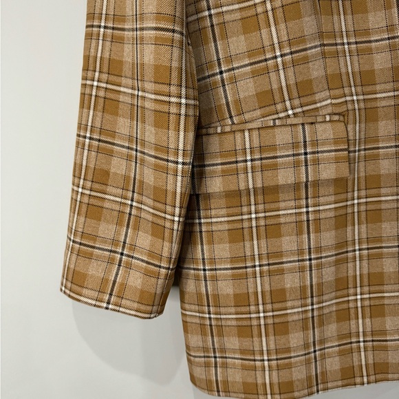 Melrose and Market Plaid print notched lapel one button Women's Blazer medium - Picture 3 of 12